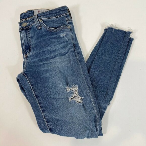 Adriano Goldschmied Womens Prima Cigarette Crop Jeans 25R Mid Rise Distressed - Picture 1 of 10